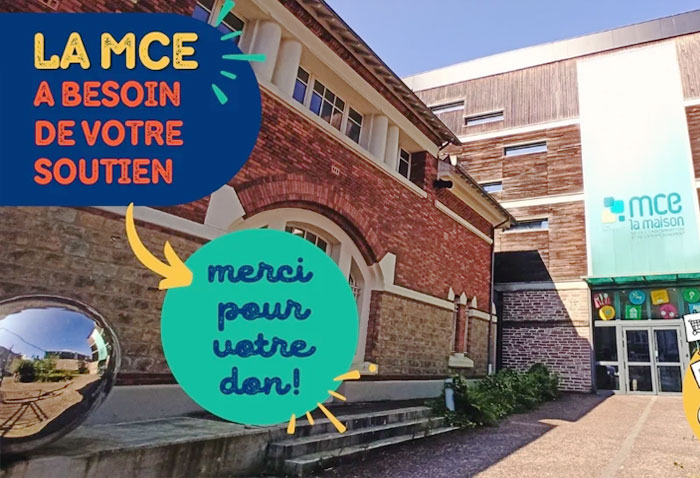 La MCE avec une texte invitant à soutenir la MCE et à faire un don