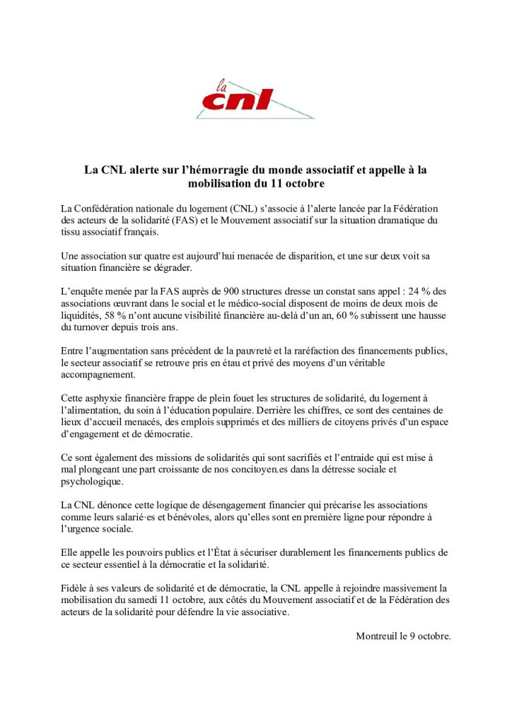 thumbnail of Les associations sont en danger :  la CNL sonne l’alarme 11 octobre 2025